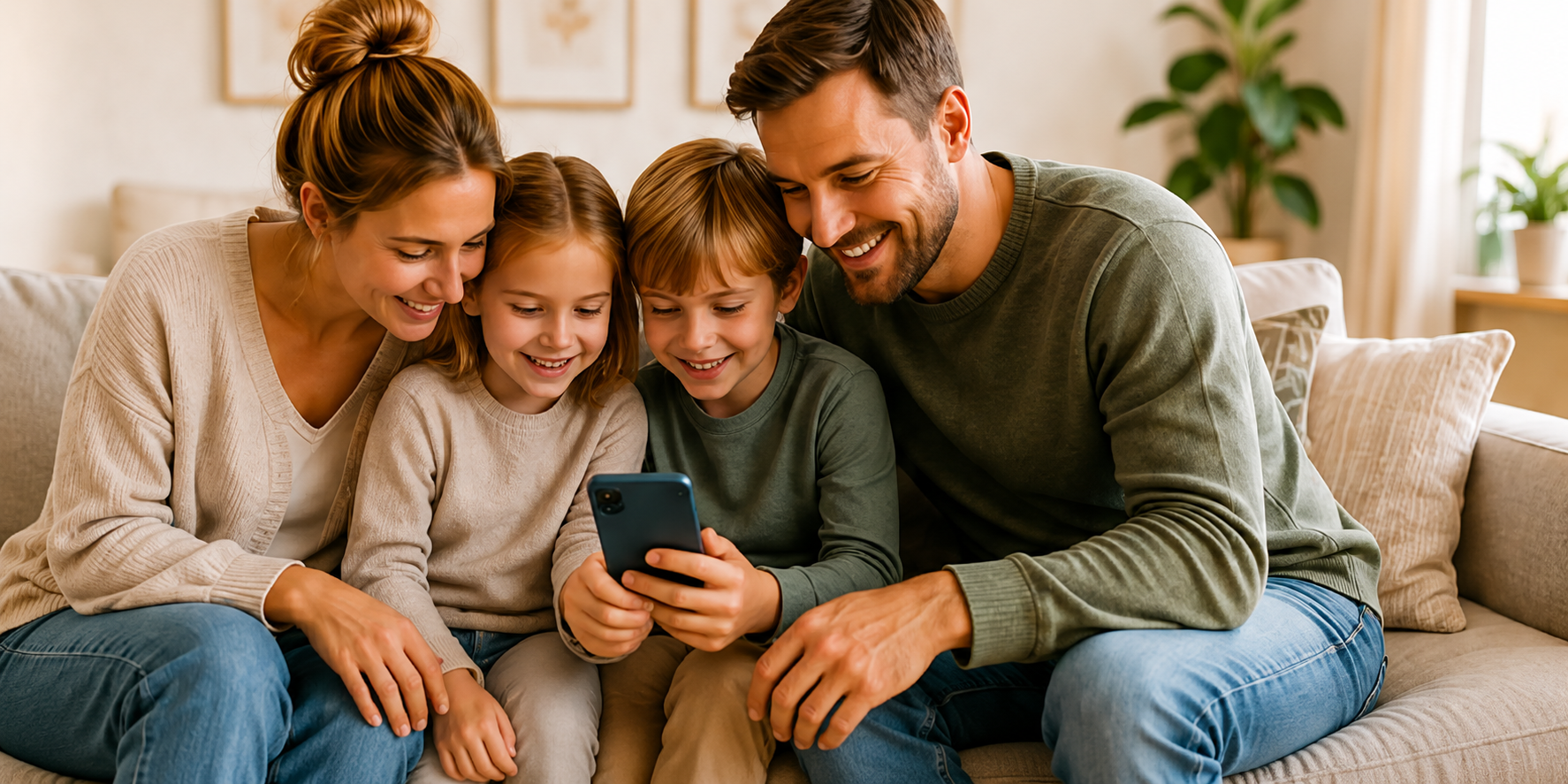 Familie nutzt gemeinsam eine Familienplaner App